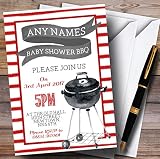 レッドストライプBBQ Invitationsベビーシャワー招待状 100 Invitations