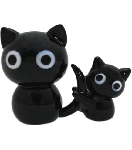 Amazon.co.jp: かわいい手作り ガラス細工 リンゴのっけクロネコ