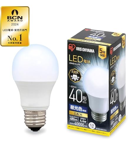 Amazon | 【E26】アイリスオーヤマ LED電球 40W形相当 電球色
