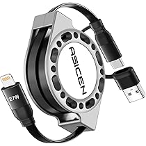 Amazon.co.jp: ASICEN 3in1 iPhone充電ケーブル リール式 PD27W 急速