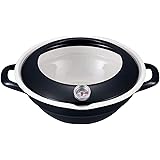 富士ホーロー 天ぷら鍋 ホーロー 温度計付 24cm IH対応 ブラック TP-24 BK