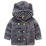 [スゴフィ]SGFY　 長袖 幼児 子供服 フード コート男の子 女の子 赤ちゃん服 ボーイズ ガールズ かわいい ボアフリース 秋 冬 ベビー服 キッズ服 熊 くまの耳 ボタン 3色 (80cm, 