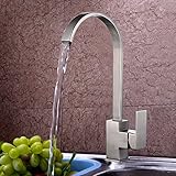 KES L6255C Modern Square Single Lever Lead-Free Kitchen Faucet with High Arc Swivel Spout, Brushed S