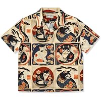 Amazon.co.jp: [karaku] シャツ メンズ 半袖 明治時代・猫」浮世絵風総