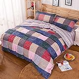 CHENGYI レッドブルーストライプ格子パターン100％コットンツイルキルトカバーシングルピースダブル秋と冬のキルトカバー ( サイズ さいず : 220*240センチメートル )