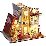 moin moin ドールハウス ミニチュア 手作りキット セット 【 英語説明書 】 本棚 の中の小さな世界 本 ブック エンド スタンド 本棚 インテリア | LEDライト + アクリルケース付属 2209dh348