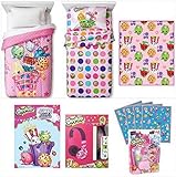 Shopkins Twin Comforter Set with Sheets, Throw, Headphones, 5 Pack, Coloring Book, and Stickers [並行輸
