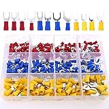 Glarks 240pcs 22-16 / 16-14 / 12-10 Gauge Fork Spade Quick Splice Crimp Terminals Connectors Assortm