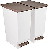 【Amazon.co.jp限定】 新輝合成 トンボ ネオカラー ゴミ箱 軽いペダルでサッと開く スリム 20リットル 2個セット ブラウン 幅20×奥行35.5×高さ45cm 蓋付き 分別 日本製