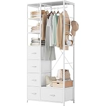Amazon｜Nicehill ハンガーラック 引き出し付き 幅80奥行40高さ183cm
