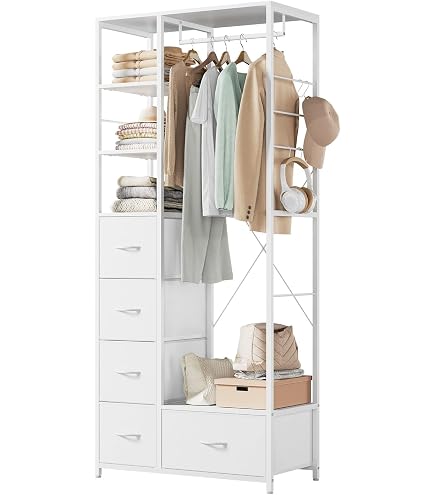 Amazon｜萩原 KHR-3164WH ホワイト ハンガーラック｜ハンガーラック