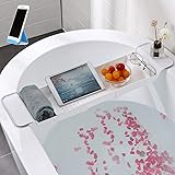 （新包装）バスタブトレー バスタブラック 浴室用ラック バステーブル バスラック 伸縮式 ズレ防止 大容量 水切り お風呂用品 (白)