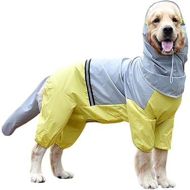 ⭐️犬用レインコート レインジャケット 反射犬服 防風 雨具 イエロー グレー ⭐️犬用レインコート レインジャケット 反射犬服 防風 雨具 イエロー