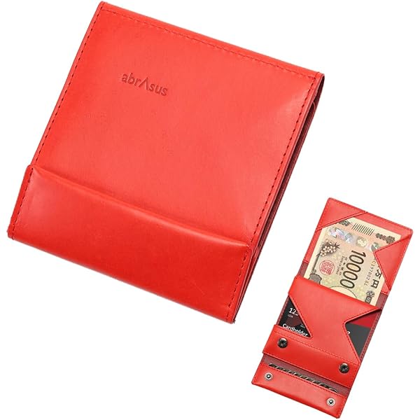 【美品】　abrAsus　アブラサス　薄い長財布　ボルドー　レッド系 Amazon | [アブラサス] 薄い長財布 レザー メンズ 薄型 財布