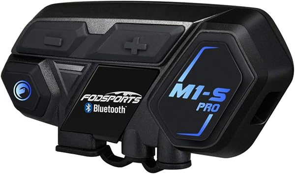 FODSPORTS バイク インカム M1-S Pro インカム 8人同時通話 通信自動復帰 音楽共有 アプリ対応 ワンタッチ全部接続 異なるデバイスと接続可能 連続使用20時間 CVC&ENCノイズキャンセリング 強い互換性 Bluetooth ヘルメットヘッドセット バイク用通信機器 防水 HI-FI音質 Siri対応 付属品全部同梱 無線機 日本語音声案内&説明書 技適認証済み(1台セット) - 1