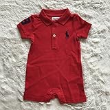 RalphLauren ラルフローレン ビッグポニー ショートオール レッド サイズ9m(69-73cm)