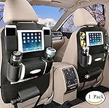 FauxレザーカーバックオーガナイザーとiPad miniホルダーとして使用、ユニバーサルシートBackseat Organizer for Kids、ストレージビン、ティッシュボックス( 1パック、