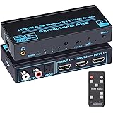 BLUPOW 4K60Hz・HDR対応 HDMI2.0切替器 3入力1出力 + 音声分離（光デジタル・R/L・3.5mm音声出力）セレクター オーディオ分離機 分配器 HDCP2.2・ARC対応 hdmiスイッチャー VA56
