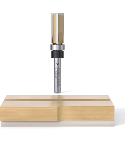Pynsseu 4-Piece Flush Trim Router Bit Set – 1/4” Shank With Top & Bottom Bearings, Carbide For Woodworking Laminates