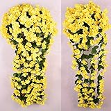 meiyiu新しい1 Bunches of ArtificalバイオレットBracketplant Hangingガーランドつる花ホームデコレーションイエロー