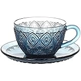 ダルトン(Dulton) 食器 グラスカップ&ソーサー フィオーレ ブルー 160ml GLASS CUP & SAUCER ''FIORE'' BLUE A615-818BL