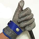 RaiFu 作業用手袋 防刃手袋 切れない手袋 ステンレス スチール ワイヤー ウィービング アンチ カット 耐摩耗 ワイヤー グローブ メタル バックル 付き グレー Lラージ