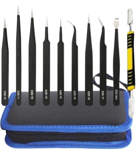 ステンレス製11個セット Amazon | XSAJU 精密ピンセット 11点セット 収納ケース付き ステンレス
