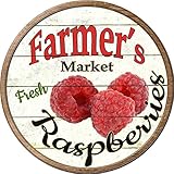Farmers Market Raspberriesノベルティメタル円形Sign c-768