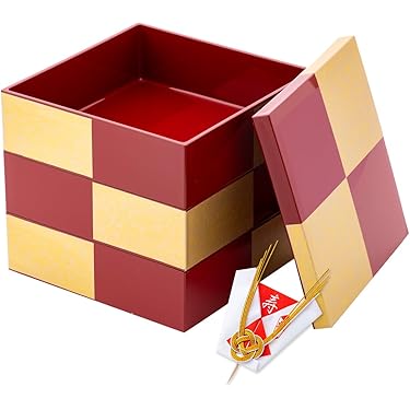 木製重箱 赤い内装 金色装飾 おせち箱・木箱 | 宮岡製箱所