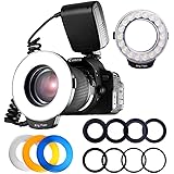 ピーシーエーテック カメラ/一眼レンズカメラ用 接写専用ストロボ LED 48球 マクロリングライト/マクロリングフラッシュ Canon Nikonに対応ストロボ LCDディスプレイ