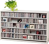 695枚収納 CD屋さんのCD/DVDラック 幅139cmロータイプ インデックスプレート20枚付き (ホワイト)