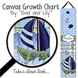 キャンバスGrowth Chart Little Sail Boat Nautical Personalized Growth Chart forキッズ子供高さチャートルーラーチャートBoys Gro