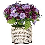 ノーブランド　造花　壁掛け　壁飾り　ハンギングバスケット　蕾　花　バド　観葉植物　人工観葉植物　雑貨　アーチ　飾りつけ　飾り　装飾　インテリア　フラワー　カゴ入り　パープル　Generic Garde