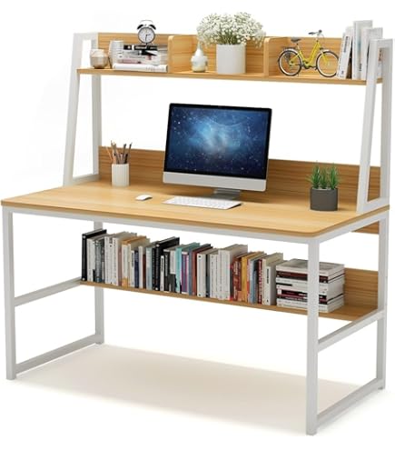 Amazon | Tribesigns シェルフデスク パソコンデスク 収納ラック 幅