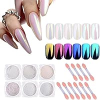 Pearl Nail Powder,6 Colors,Pearl Nails Powder Aurora Mica Powder for Resin Set, Metallic Nail Powder Mirror Multi-Chrome Powd