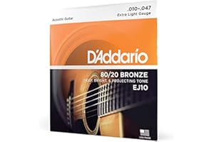 D'Addario ダダリオ Acoustic Guitar Strings, 80/20 Bronze, Extra Light .010-.047, EJ10 【Domestic Regular Product】
