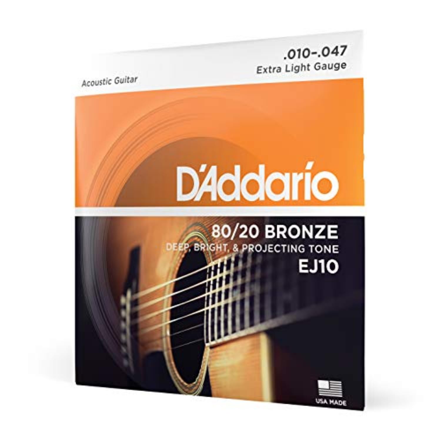 D'Addario ダダリオ アコースティックギター弦 80/20ブロンズ Extra Light .010-.047 EJ10 【国内正規品】