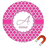 モロッコラウンドカーマグネット( Personalized ) 9" x 9" ピンク cp-rnd-mgnt-9+42936