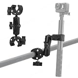 ルボナリエ GoPro対応 クランプ式 マジックアーム 6インチ ダブルクランプ マウント 360度回転 多関節アーム 自転車 バイク (ブラック)