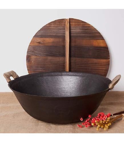 Amazon | 鋳鉄鍋鍋家庭用両耳大型鉄鍋昔ながらの丸底ガス40cm多目的鍋