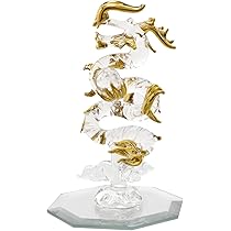 Amazon.co.jp : 手作りガラス細工 風水 開運 縁起 水晶 昇り龍 S ...