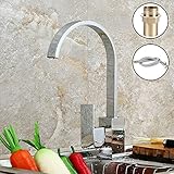 bluecookie_jp"キッチン用 シングルレバー水栓 台付 浄水器内蔵 混合栓 真鍮 360度回転注ぎ口 水道蛇口 節水 キッチン 洗面所 シンク スワンネックデザイン"