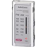 オーム電機 ラジオ 小型 ポータブルラジオ ポケットラジオ AudioComm ライターサイズラジオ イヤホン専用 シルバー RAD-P333S-S 03-0968 OHM