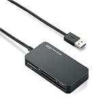 エレコム カードリーダー USB3.0 9倍速転送 スリムコネクタ ケーブル一体タイプ ブラック MR3-A006BK