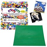 Brick Building Mosaic Set by SCS- 1000 Small Single Pieces with Baseplate and Instructions - Make yo