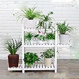 フラワースタンド フラワースタンド 木製 - 白いソリッドウッドフラワースタンドマルチフロアマルチフラワーポットバルコニー屋内と屋外のリビングルーム木製のフラワーシェルフ