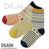 (ディラッシュ) DILASHクルーソックス（ジャガード）/秋 L(19～21cm) レッド