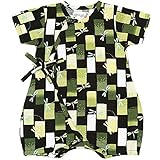 【本体綿100%】夏物 くろわっさんすべべ トンボ柄 甚平グレコ 和柄 グリーン◇50-60cm