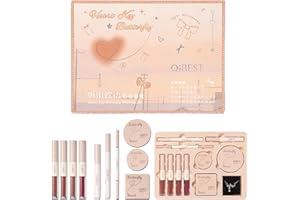 フル美容メイクアップ メイクアップセット 化粧品11点セット（ダブルエンドリップグロス×4/5色アイシャドウ×1/フェイスパウダー×1/チーク×1/リップスティック×1/アイブロウペンシル×1/アイライナー×1/ネックレス×1）メイクセット 防水 防