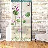 カーテン 蚊帳カーテン 網戸カーテン 防虫防蚊 蚊取り 虫除け マグネット開閉式 遮光　断熱　目隠し 暑さ対策 リビング 台所 洗面所 玄関 勝手口 引き戸等に最適 (M, グリーン)